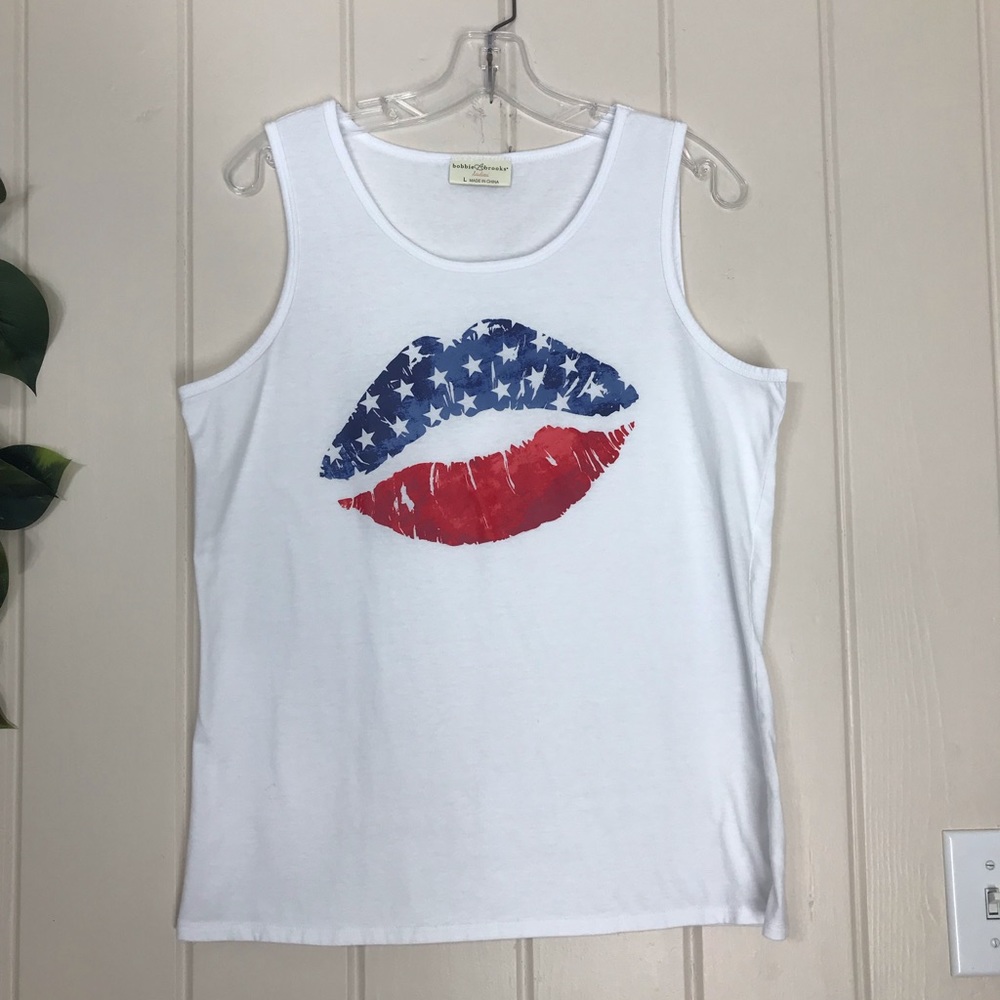 Bobbie Brooks Graphic Tank Top Shirt
Lips American Flag Stars Red White & Blue - Picture 11 of 12